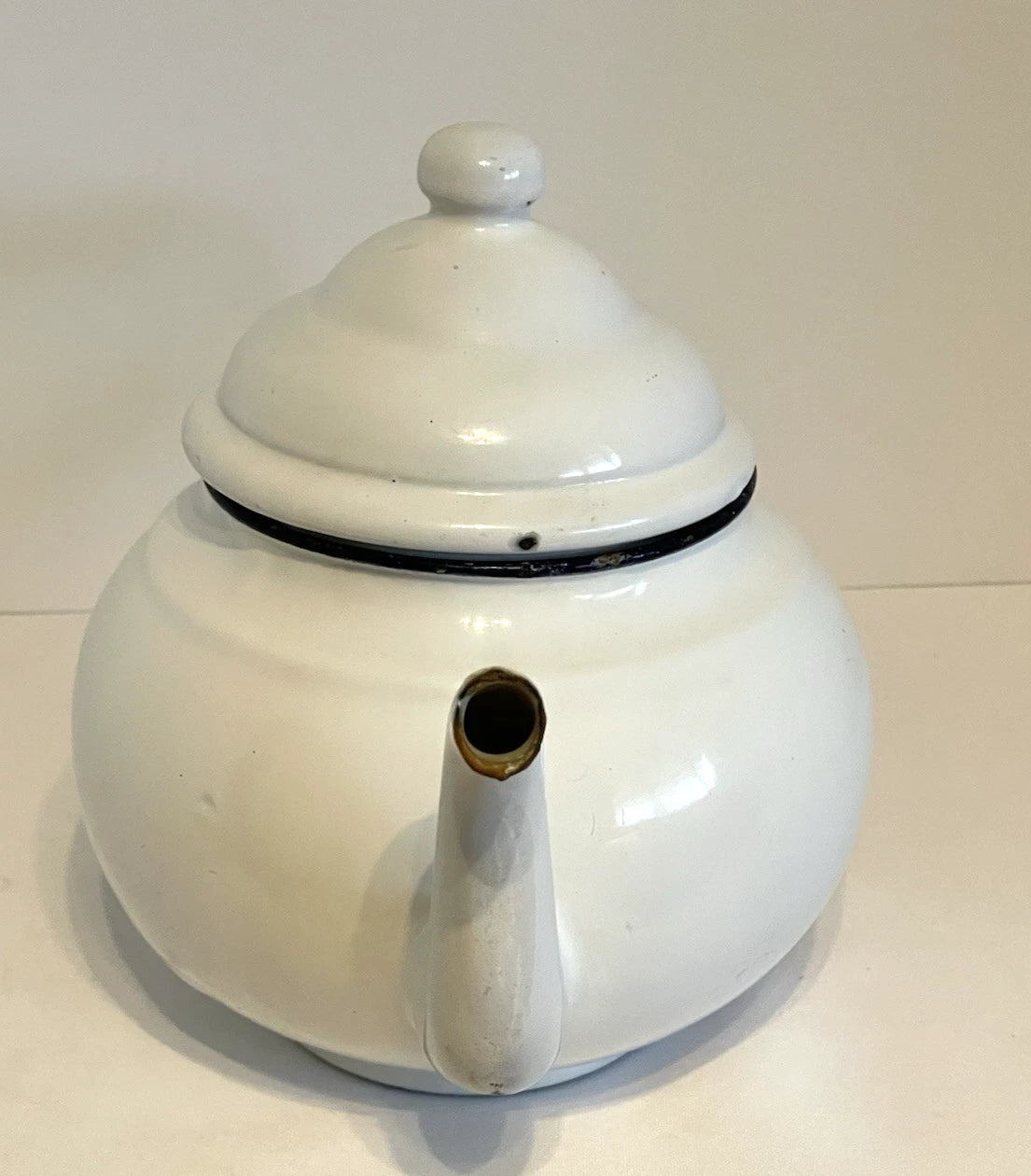 Vintage White Enamelware Teapot w Lid Rustic Farmhouse 7 Inches Tall | eBay