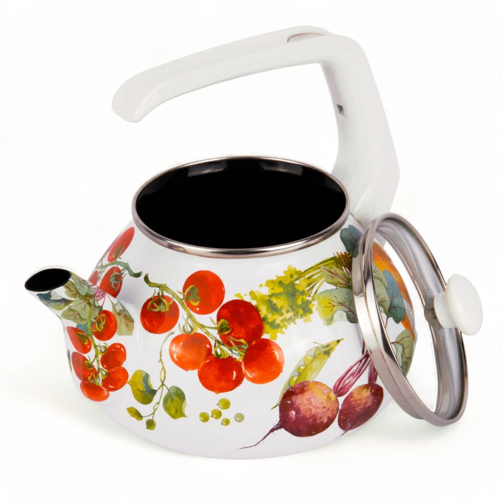 2.3-qt Vegetable Garden ENAMELED KETTLE Enamel Tea Pot Enamelware Kettle | eBay