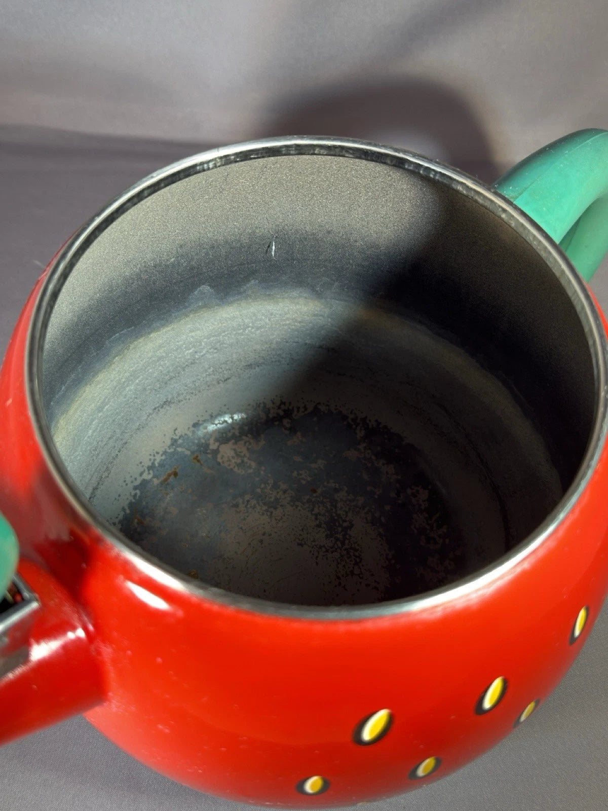Vintage Mid Century Modern Enamel Metal Strawberry Small Kettle Teapot | eBay