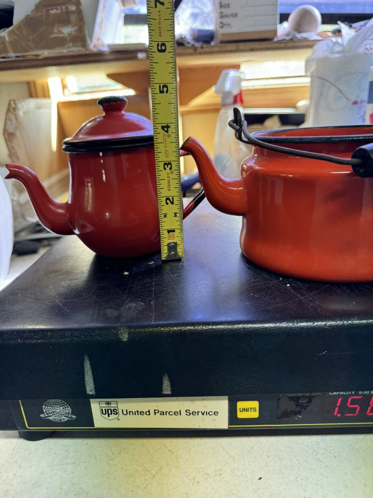 Vintage Red Enamel Tea Pot And Kettle Japan | eBay