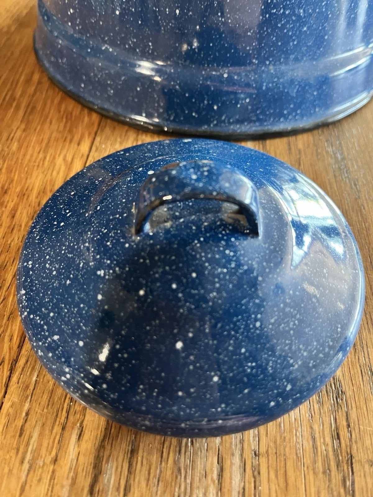 Vtg Blue w-White Speckled Enamelware Teapot Farmhouse camping | eBay