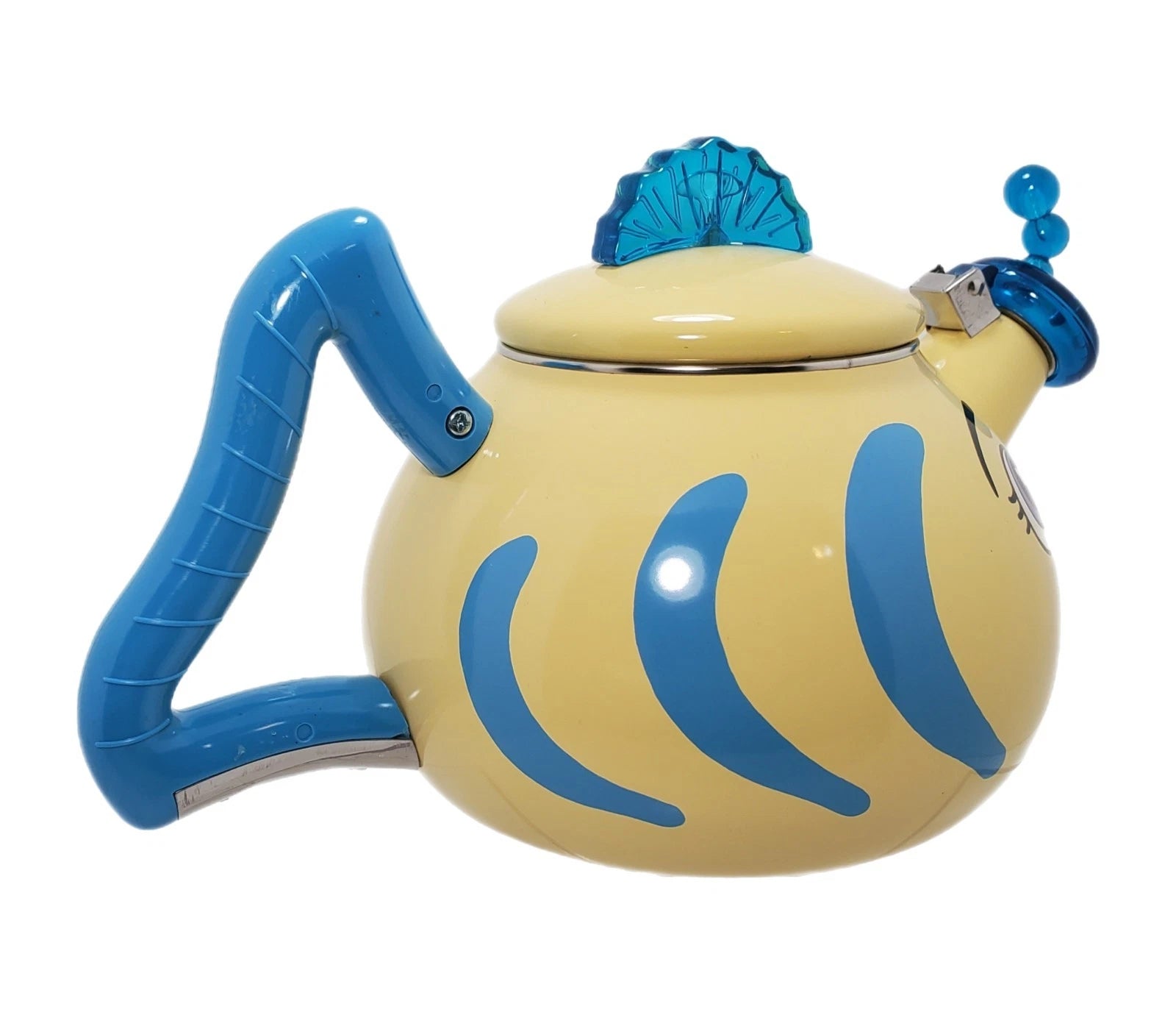 Vtg MM Kamenstein Whistling Kettle Tea Pot Enamel Flounder Fish Anthropomorphic | eBay