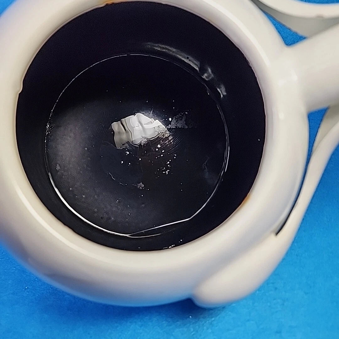 Vtg Enamelware Teapot Cat Mouse Whistling Tea Kettle White Tail Handle Enamel | eBay