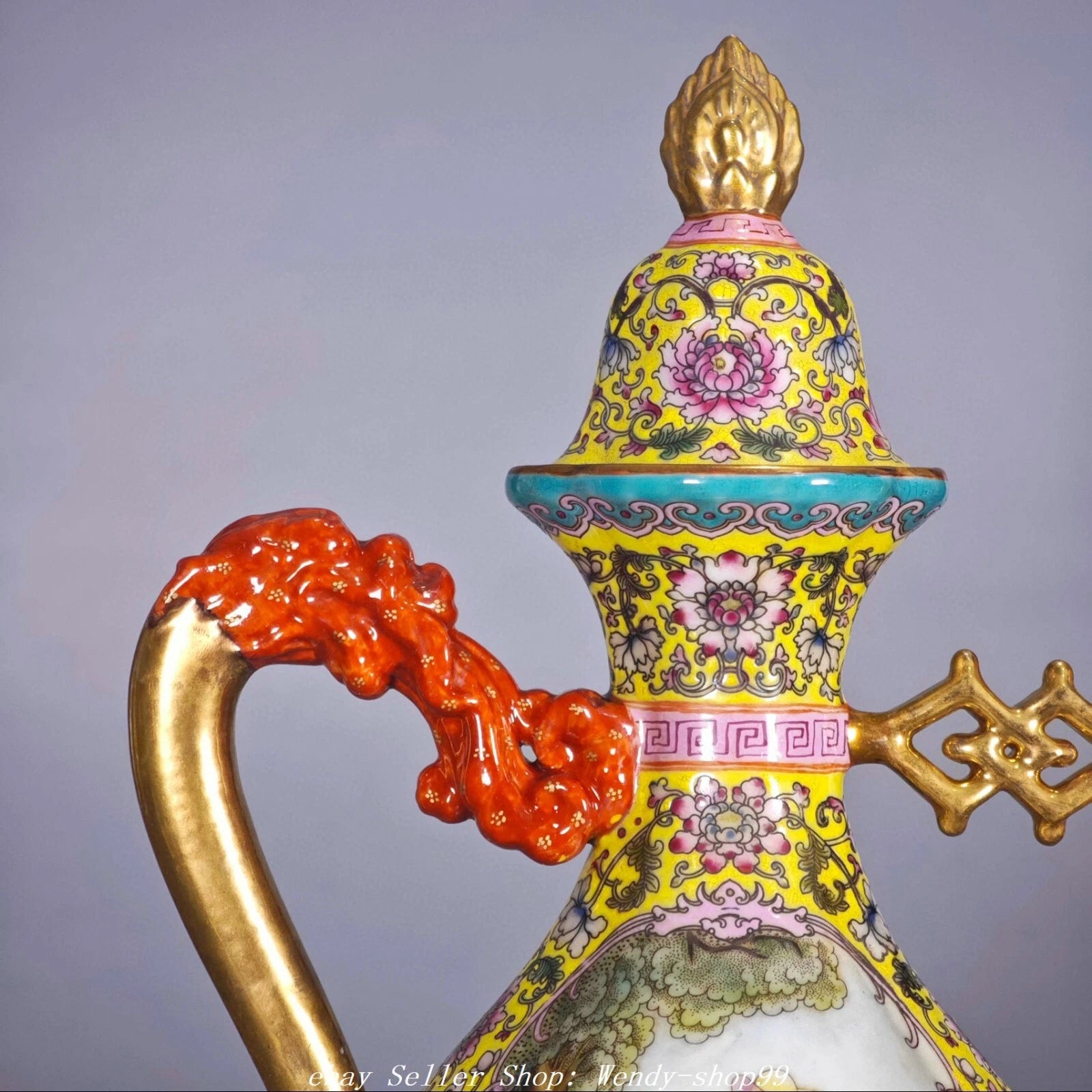 YongZheng Colour Enamel Porcelain Gilt Dragon Beast Belle Wine Tea Pot Flagon | eBay