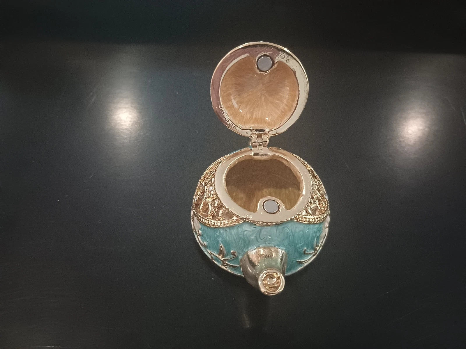 Vintage Painted Enamel Miniature Teapot Trinket Dish NEW In Box | eBay