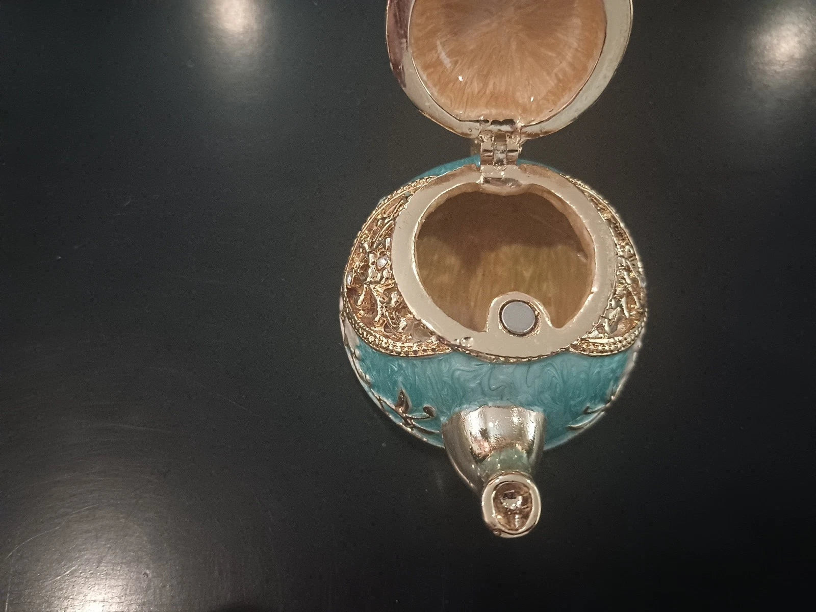 Vintage Painted Enamel Miniature Teapot Trinket Dish NEW In Box | eBay