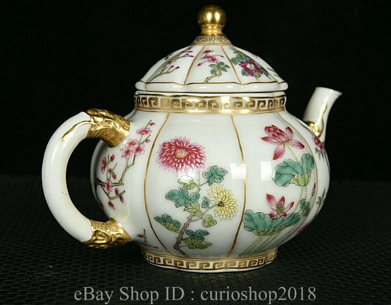 7.2 " YongzhengMarked China Colour Enamel porcelain Gilt Dynasty Flower Teapot | eBay