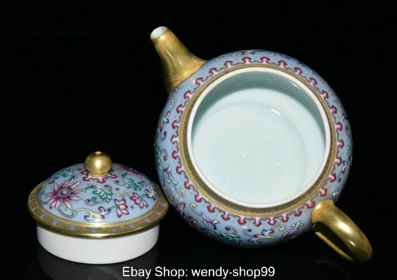 Old China Qing Qianlong Year Colour Enamel Porcelain Gilt Handle Flower Teapot | eBay