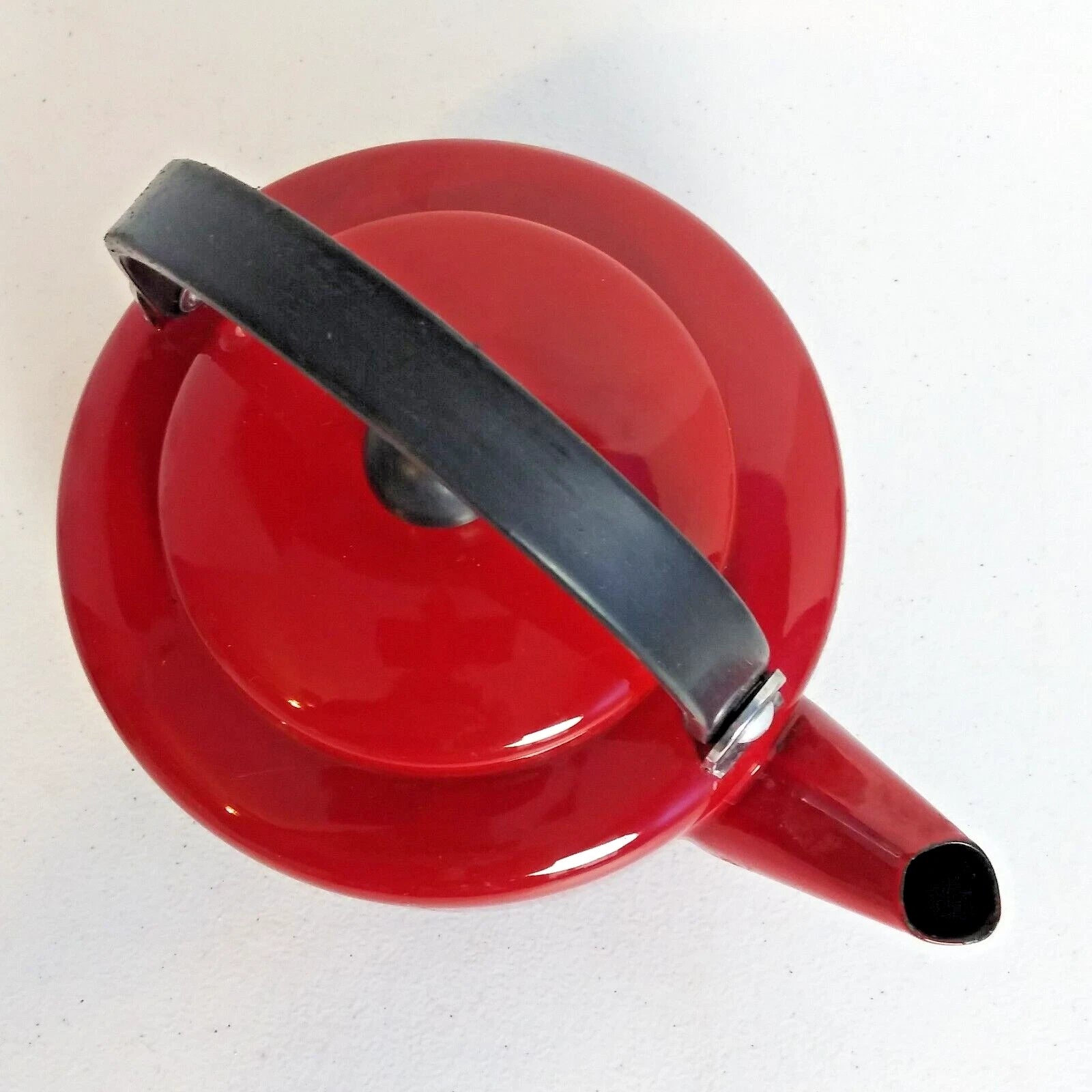 Ginny's Red Metal Enamel Teapot w Black Handle & Knob 6 Cups SMALL SPOUT CHIPS | eBay