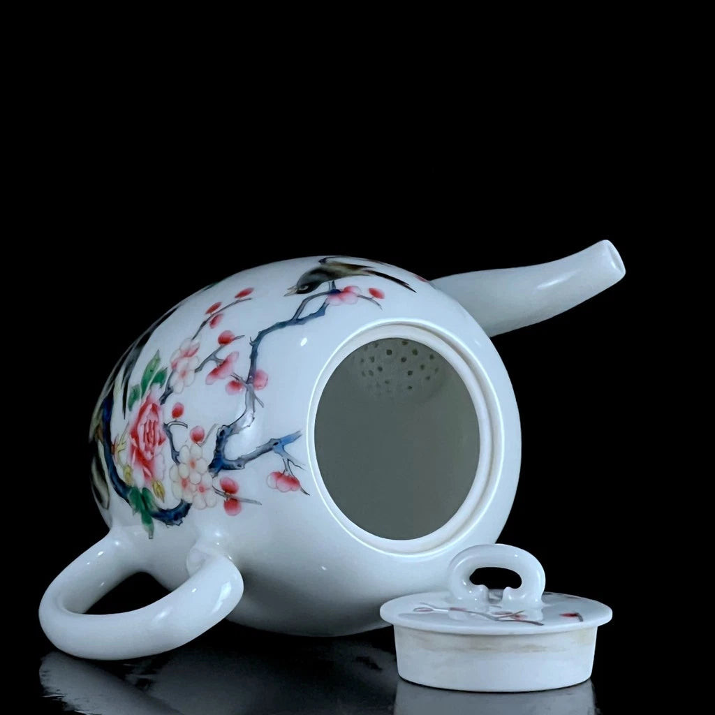 Chinese Enamel Colour Porcelain Hand Painted Exquisite Flowers&Birds Teapot 6423 | eBay