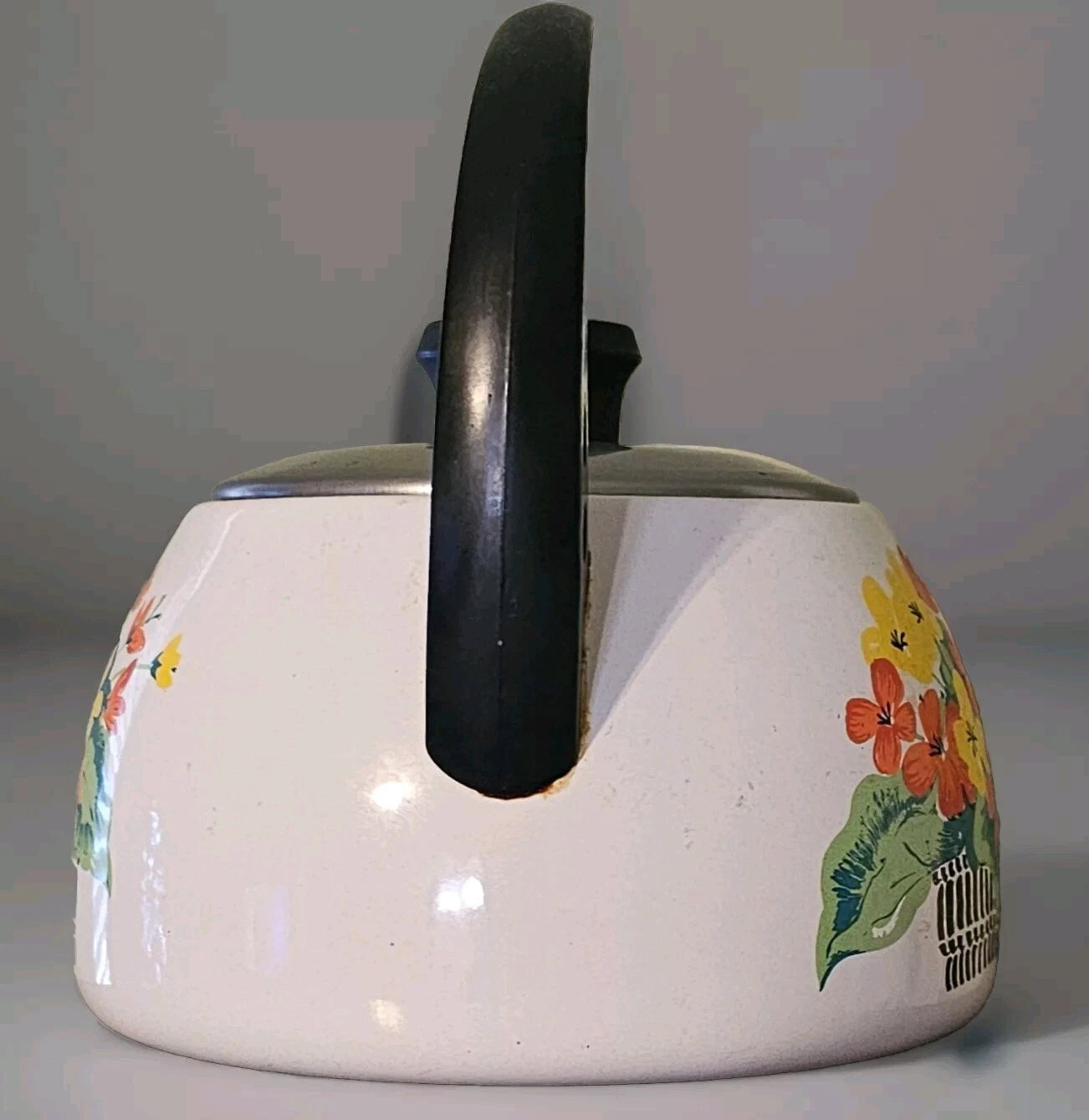 Vintage Enamel Tea Pot With Lid Great Decorative Piece | eBay