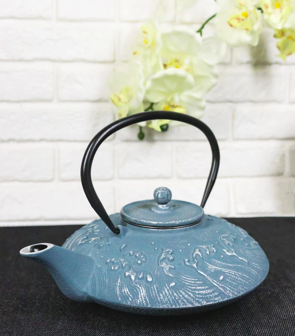 Royal Blue Ocean Sea Waves Cast Iron Tetsubin Teapot With Enamel Liner | eBay