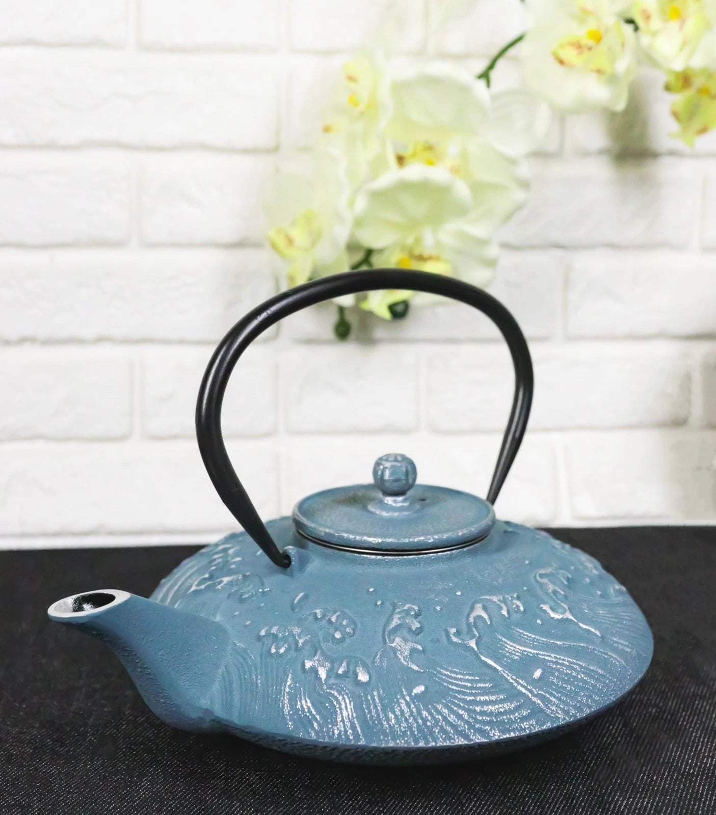 Royal Blue Ocean Sea Waves Cast Iron Tetsubin Teapot With Enamel Liner | eBay