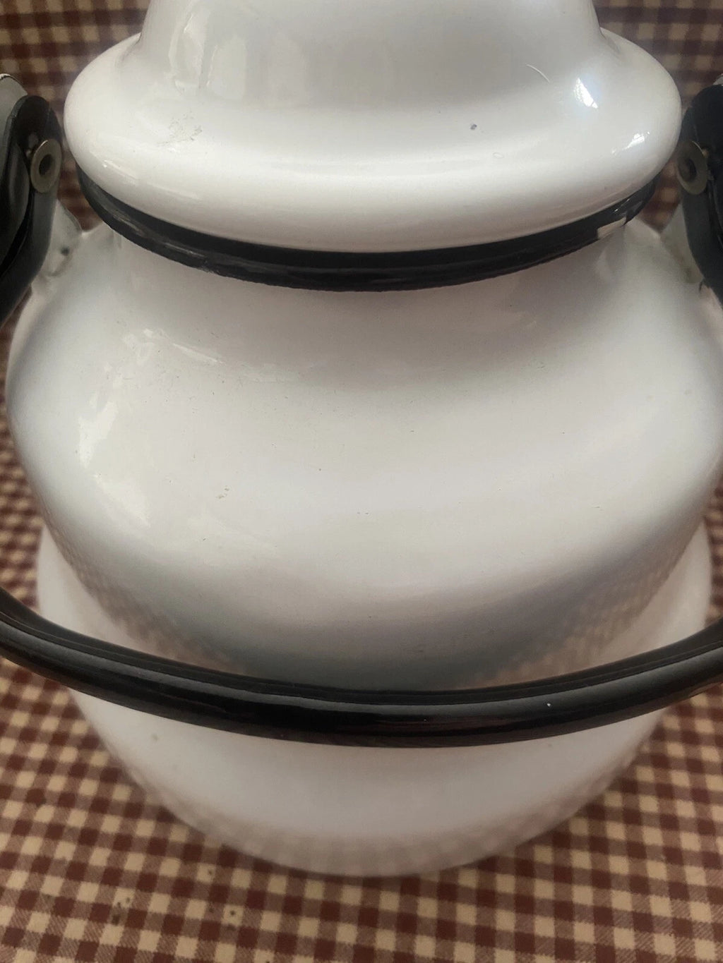 EMAILUL White w/black Enamel Gooseneck Farmhouse Teapot Kettle Made In Romania | eBay