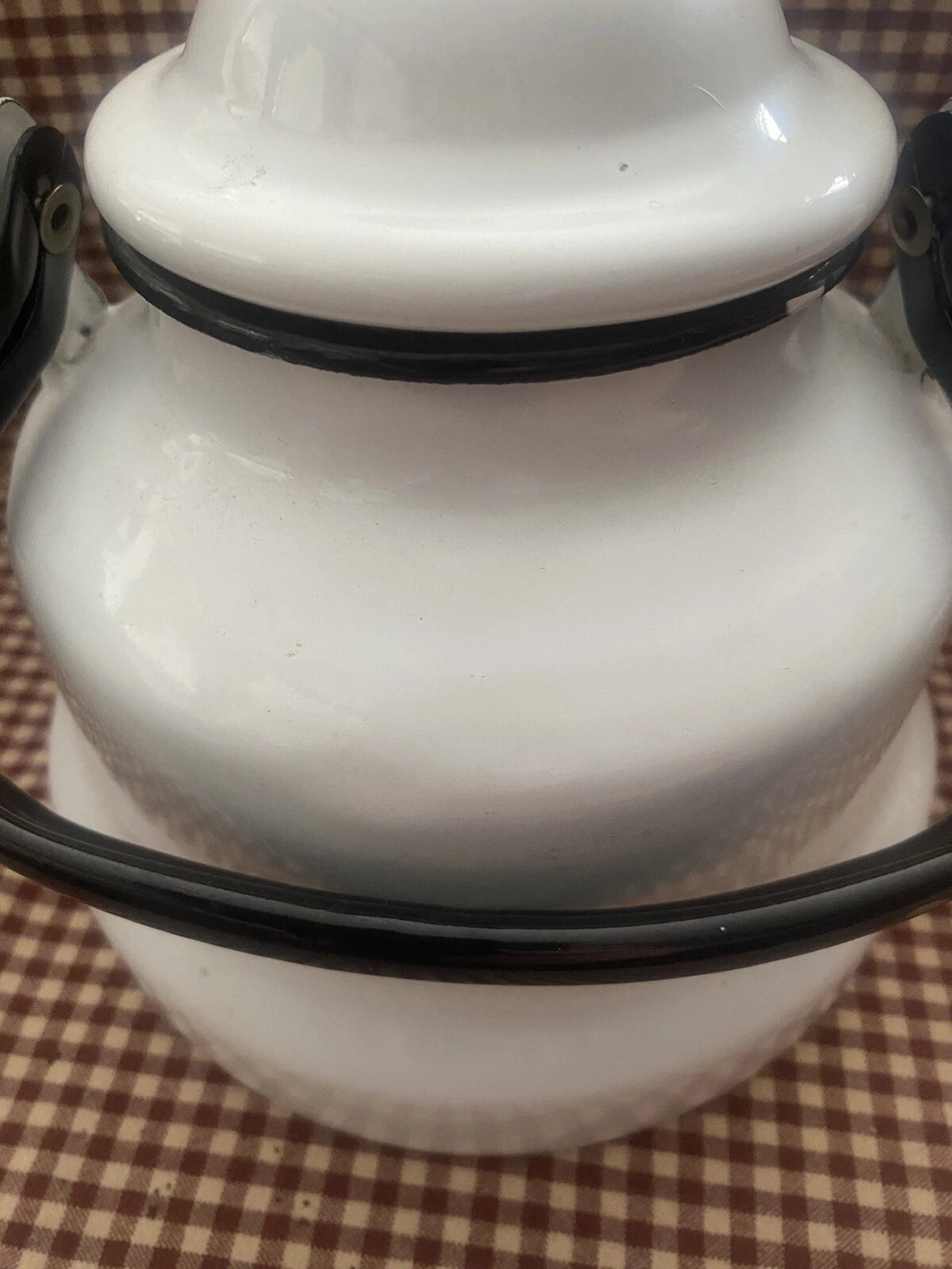 EMAILUL White w/black Enamel Gooseneck Farmhouse Teapot Kettle Made In Romania | eBay