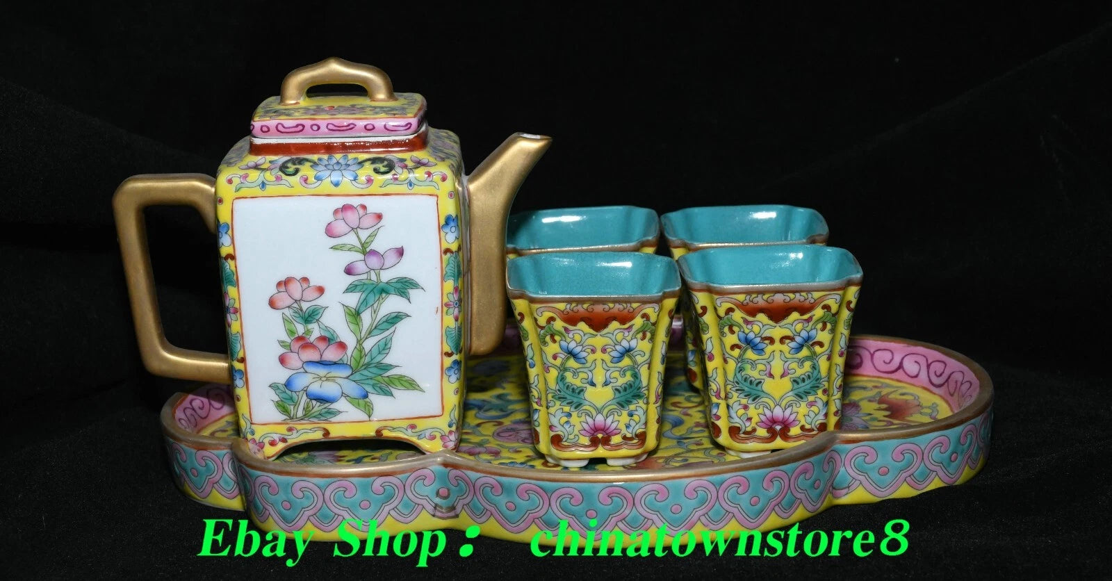 9'' Old Qing Yongzheng Enamel Colour Porcelain Gilt Flower Teapot Teakettle Set | eBay