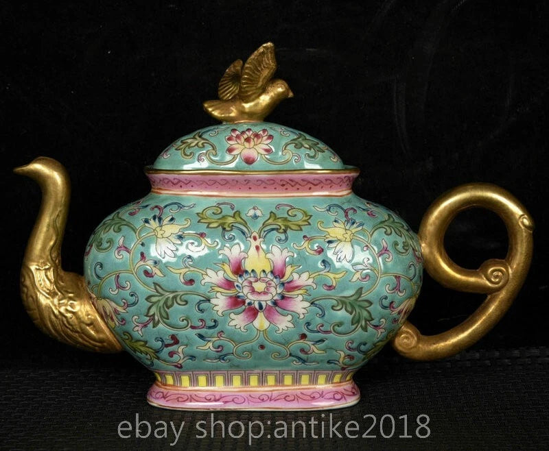 7.8 " Yongzheng Marked China Colour Enamel Porcelain Gilt Dynasty Flower Teapot | eBay
