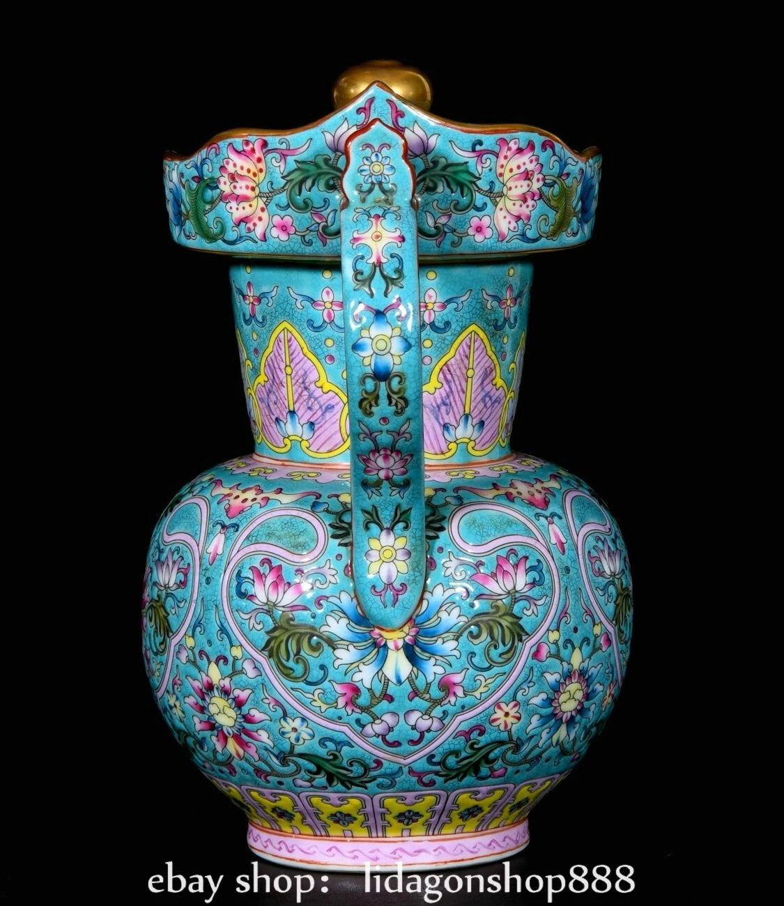 9" Yongzheng Marked Enamel Porcelain Gilt Flower Leaf Pattern Wine Tea Pot | eBay