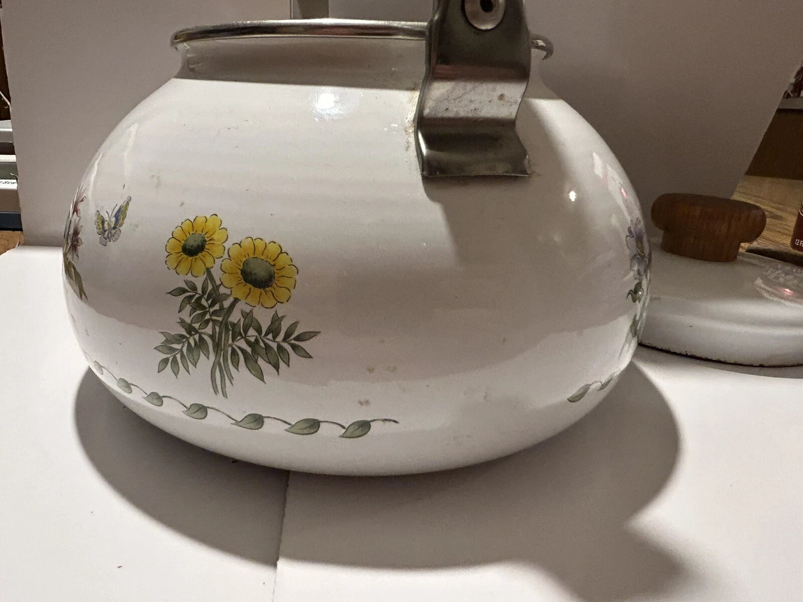 Kamenstein Tea Kettle Vintage Flower Pot Decorative Cap And handle Coffee Enamel | eBay