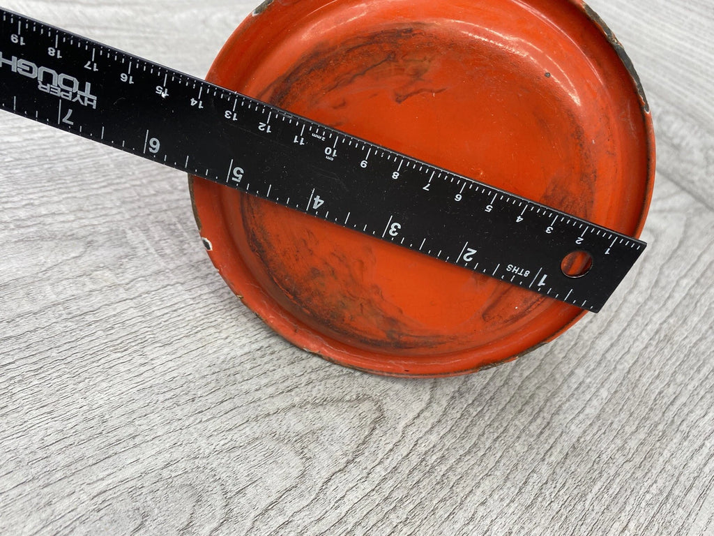 Vintage Dark Orange Enamel Tea pot Mid Century Black Enamel Handle | eBay