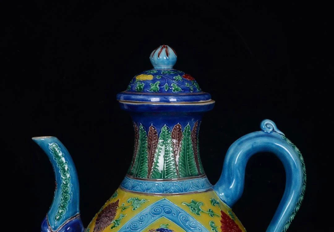 OLD CHINESE COLOUR ENAMEL PORCELAIN TEAPOT YONGLE MARKED ST1169 | eBay