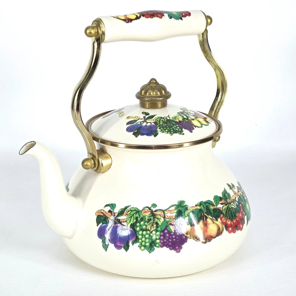 Vintage Metro Enamel Teapot Vitroceramic VHTF Fruit Handle Kitchen Collectible | eBay