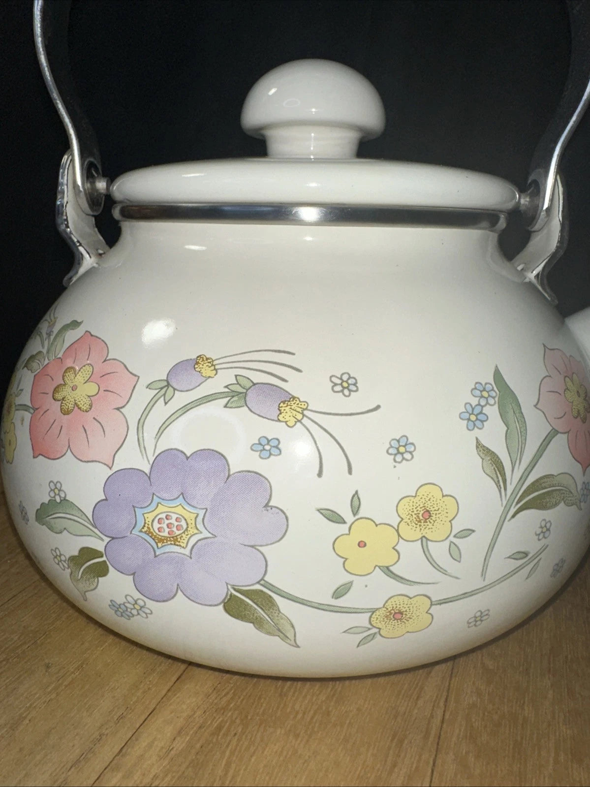 Vintage "Temptation" Gailstyn-Sutton White Enamel Floral Patern Tea Pot Kettle | eBay