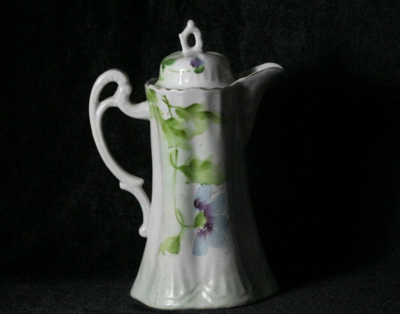 Antique Blue Purple & Green Floral Enamel Porcelain Chocolate Pot ~ Signed Japan | eBay