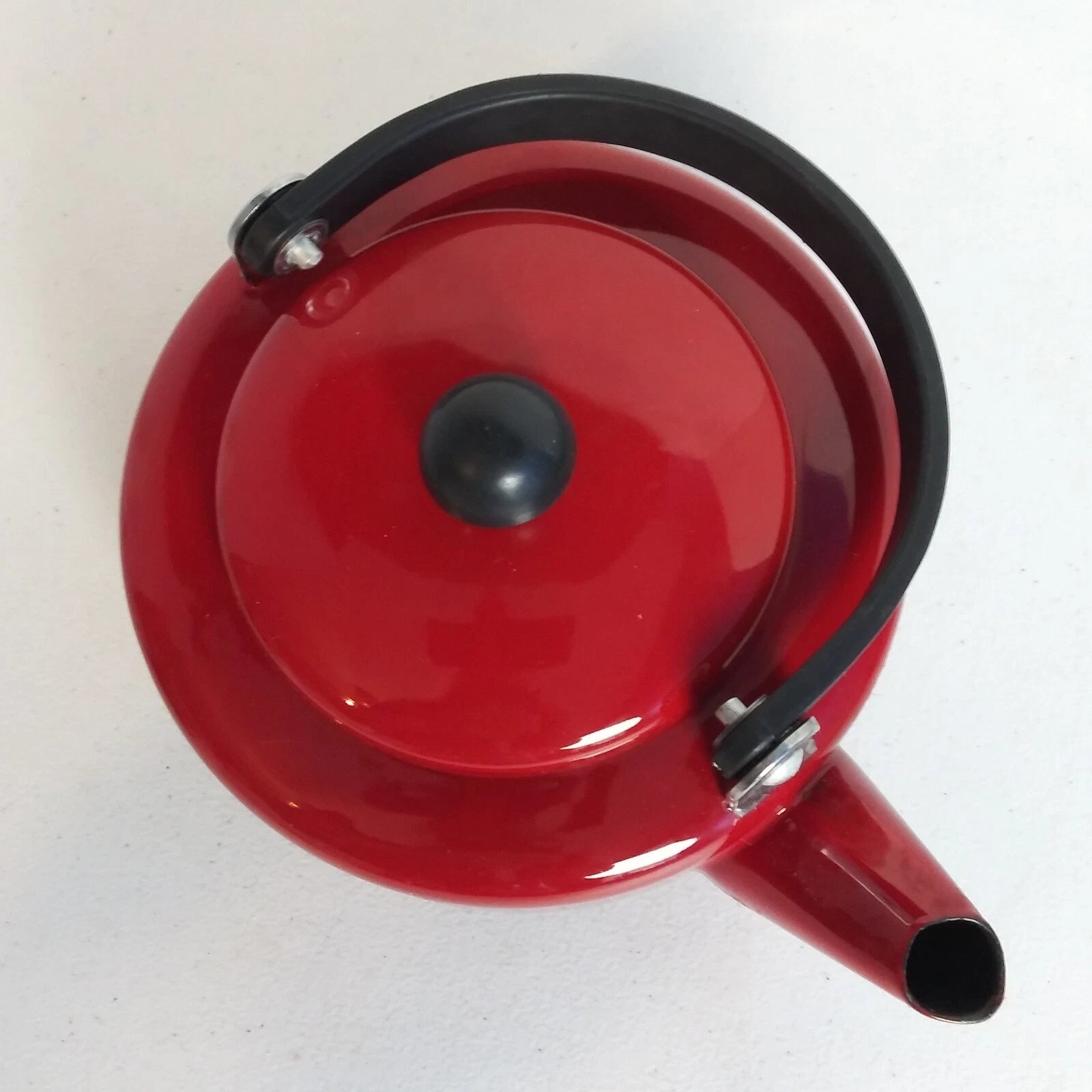 Ginny's Red Metal Enamel Teapot w Black Handle & Knob 6 Cups SMALL SPOUT CHIPS | eBay