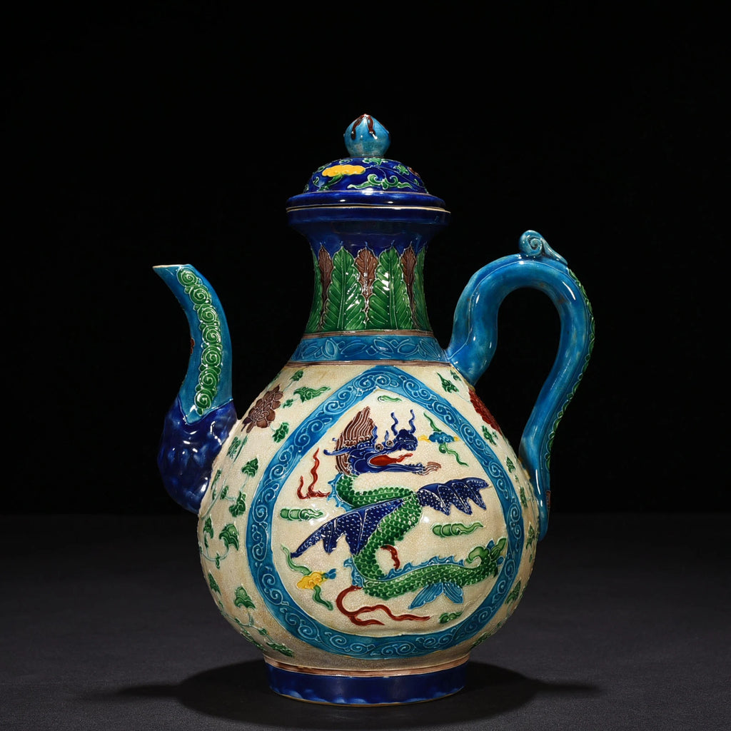 10.2" Old Porcelain Ming dynasty yongle mark colour enamels dragon flower Teapot | eBay