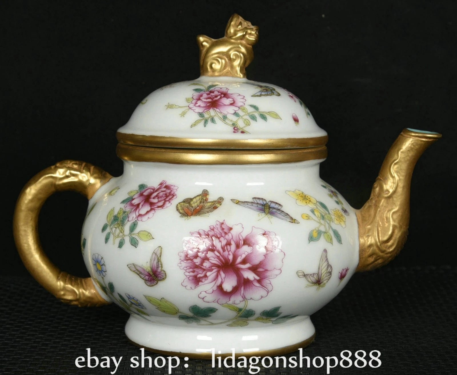 6" Yongzheng Marked Enamel Porcelain Gilt Flower Butterfly Pattern Wine Teapot | eBay
