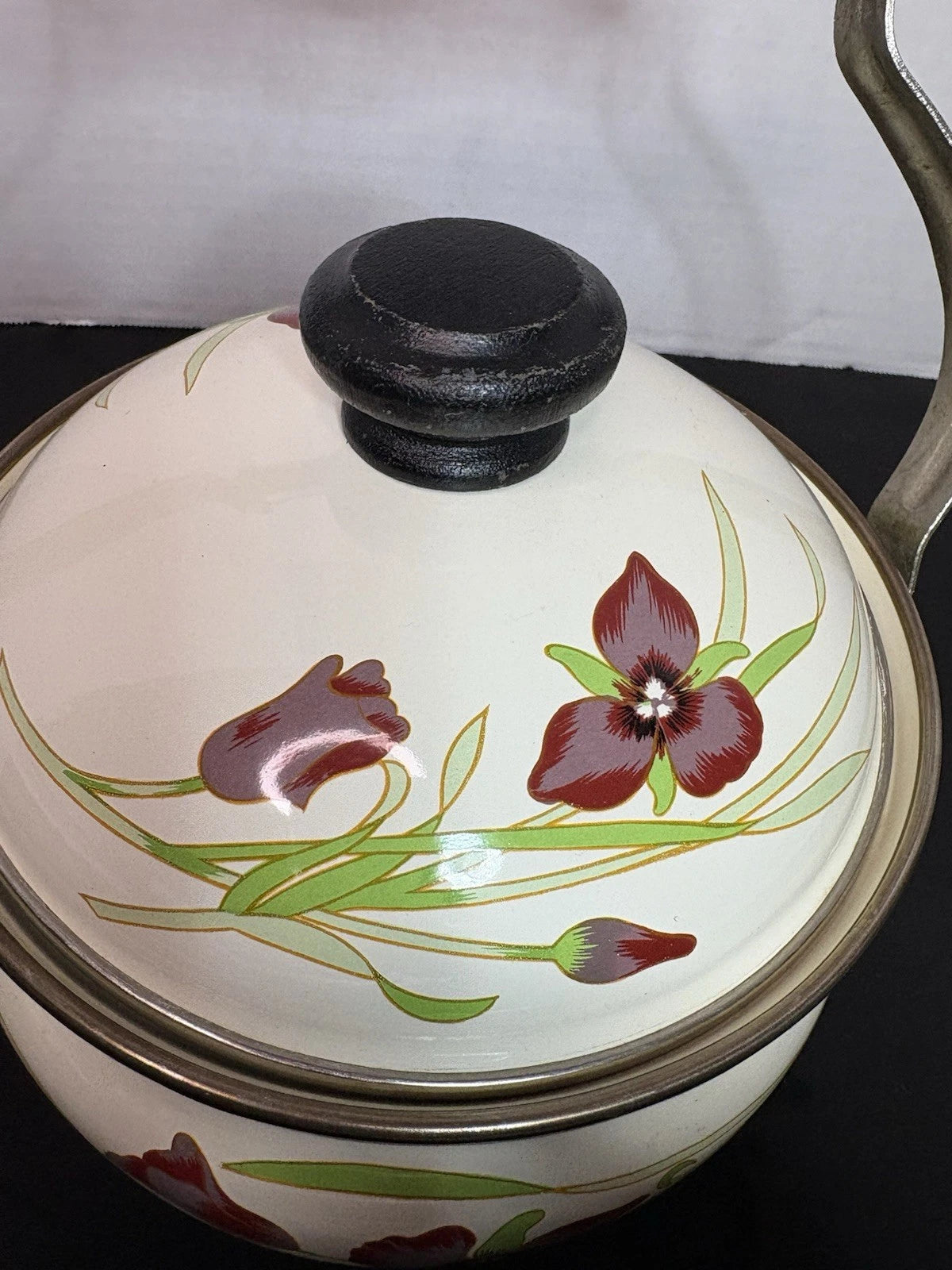 Gailstyn-Sutton Tea Pot Kettle Jardine Collection MCM Floral Enamel 1981 Japan | eBay