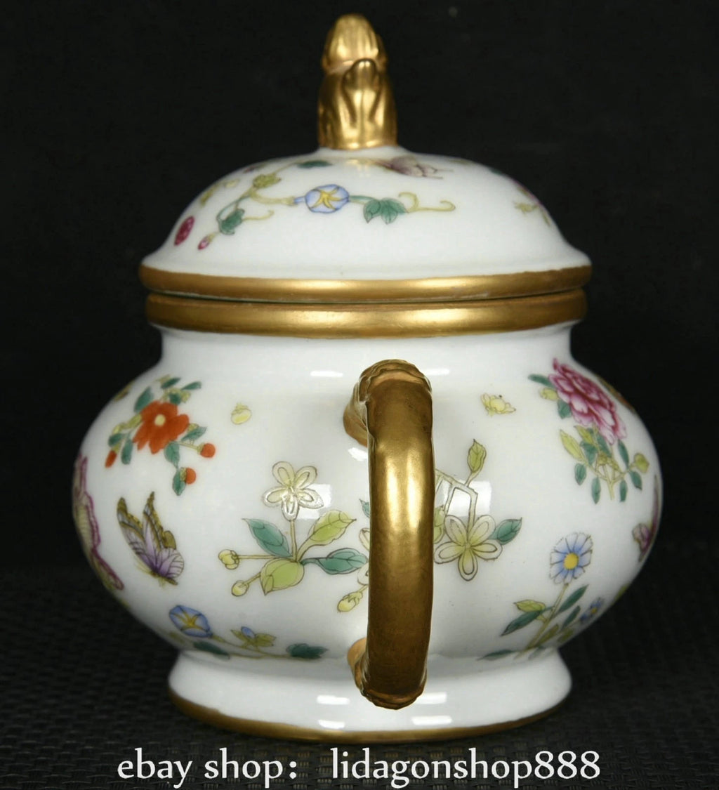 6" Yongzheng Marked Enamel Porcelain Gilt Flower Butterfly Pattern Wine Teapot | eBay