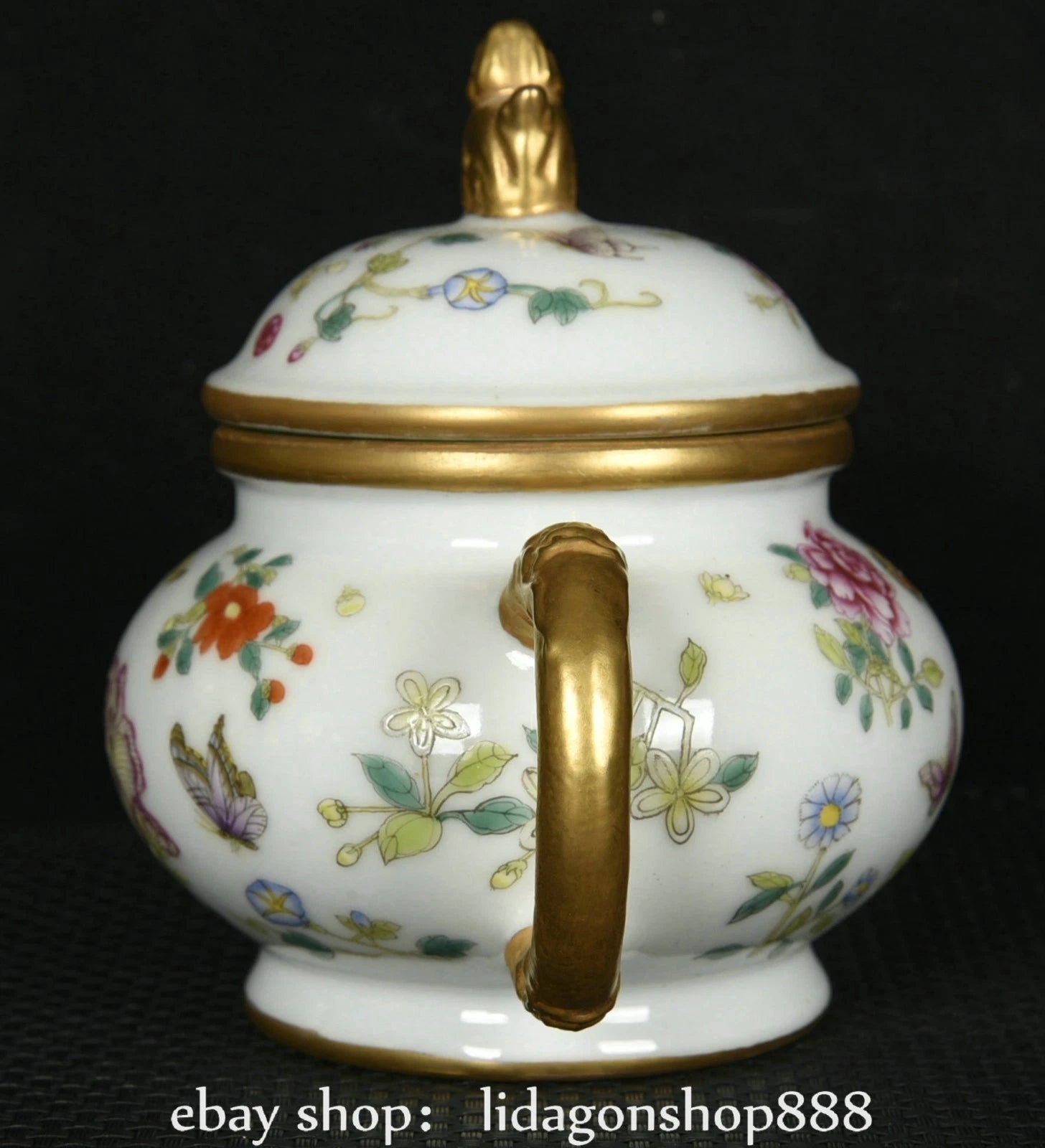 6" Yongzheng Marked Enamel Porcelain Gilt Flower Butterfly Pattern Wine Teapot | eBay