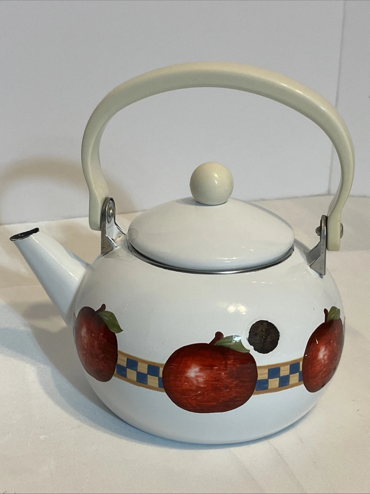 VTG RESTON LLOYD Enamel Tea Pot Country Farmhouse Apple Decor Kettle Teapot | eBay