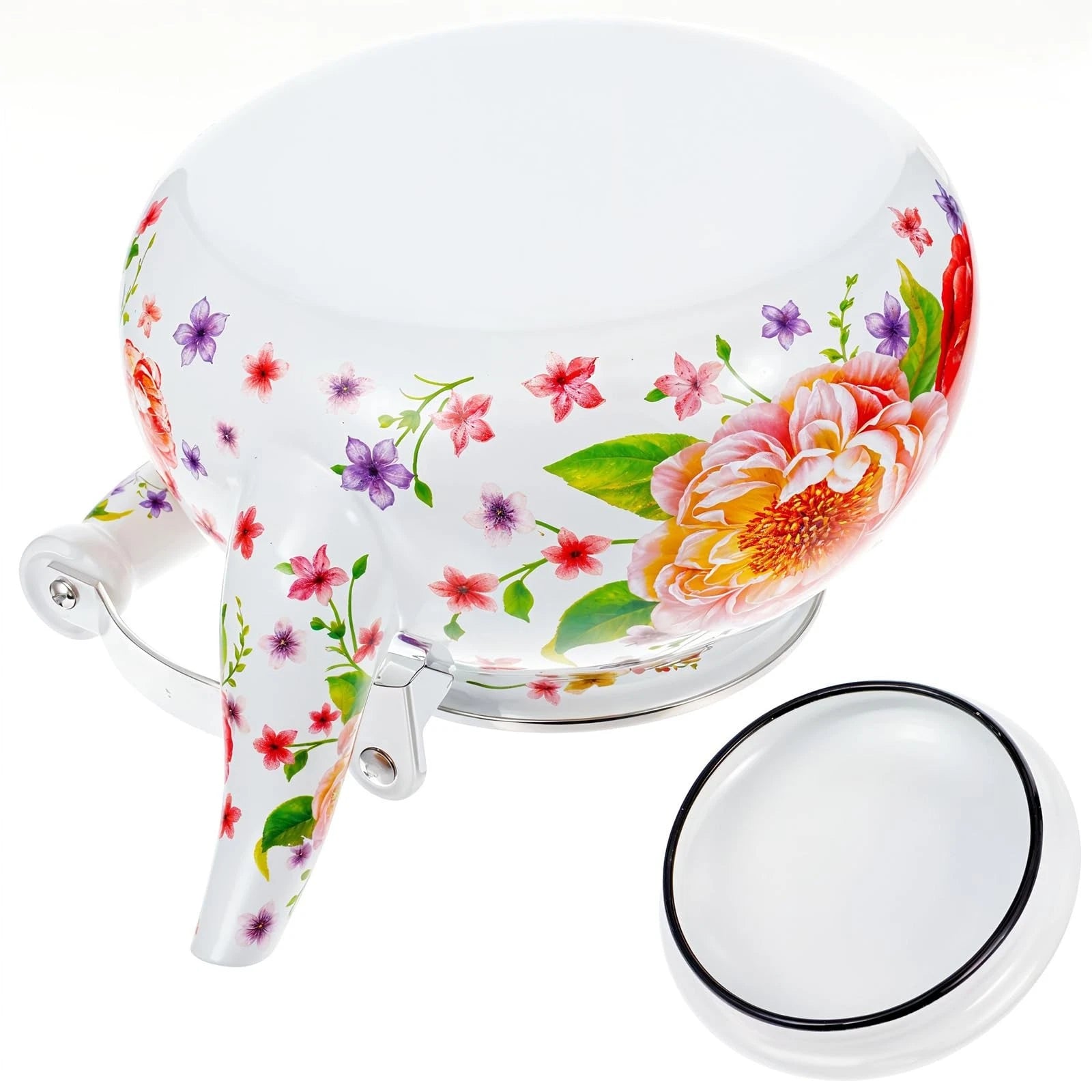 2.6 Quart Floral Enamel Tea Kettle, Vintage Enameled Teapot Stovetop, Enamel ... | eBay