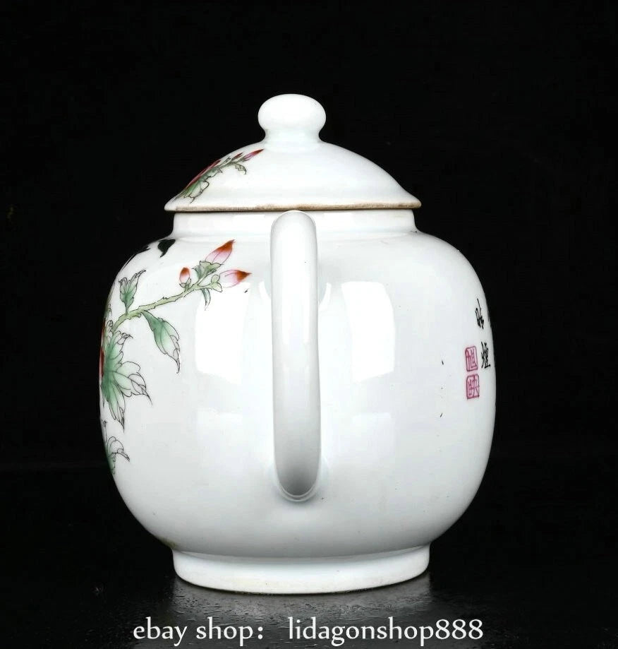 6.8" Qing Kangxi Marked Enamel Porcelain Flower Words Pattern Wine Tea Pot | eBay