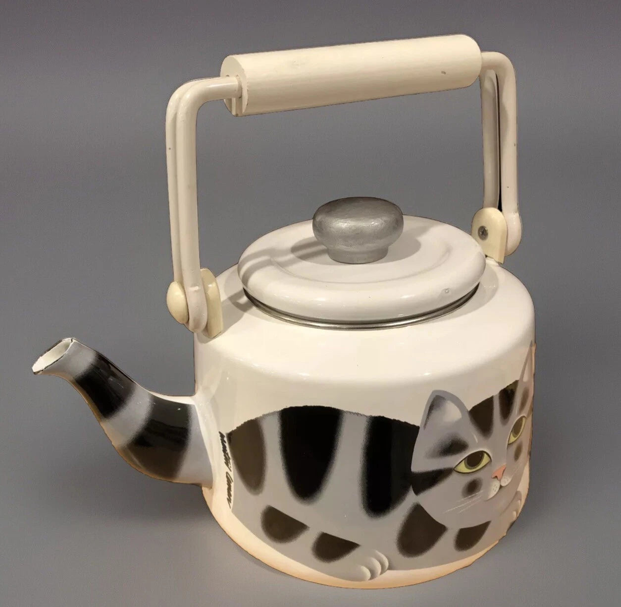 Cat Teapot Enamel Martin Leman Tea Kettle Signed | eBay