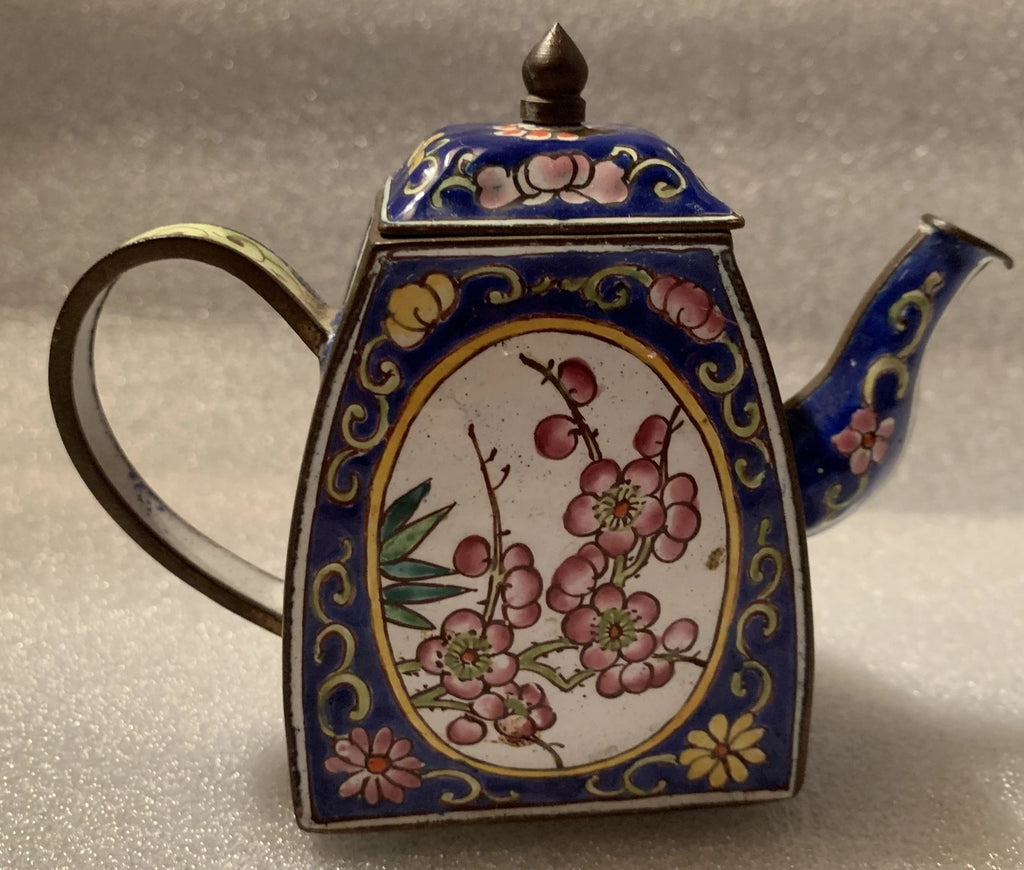 Enamel Mini Tea Pot 1999 pink and yellow flowers | eBay