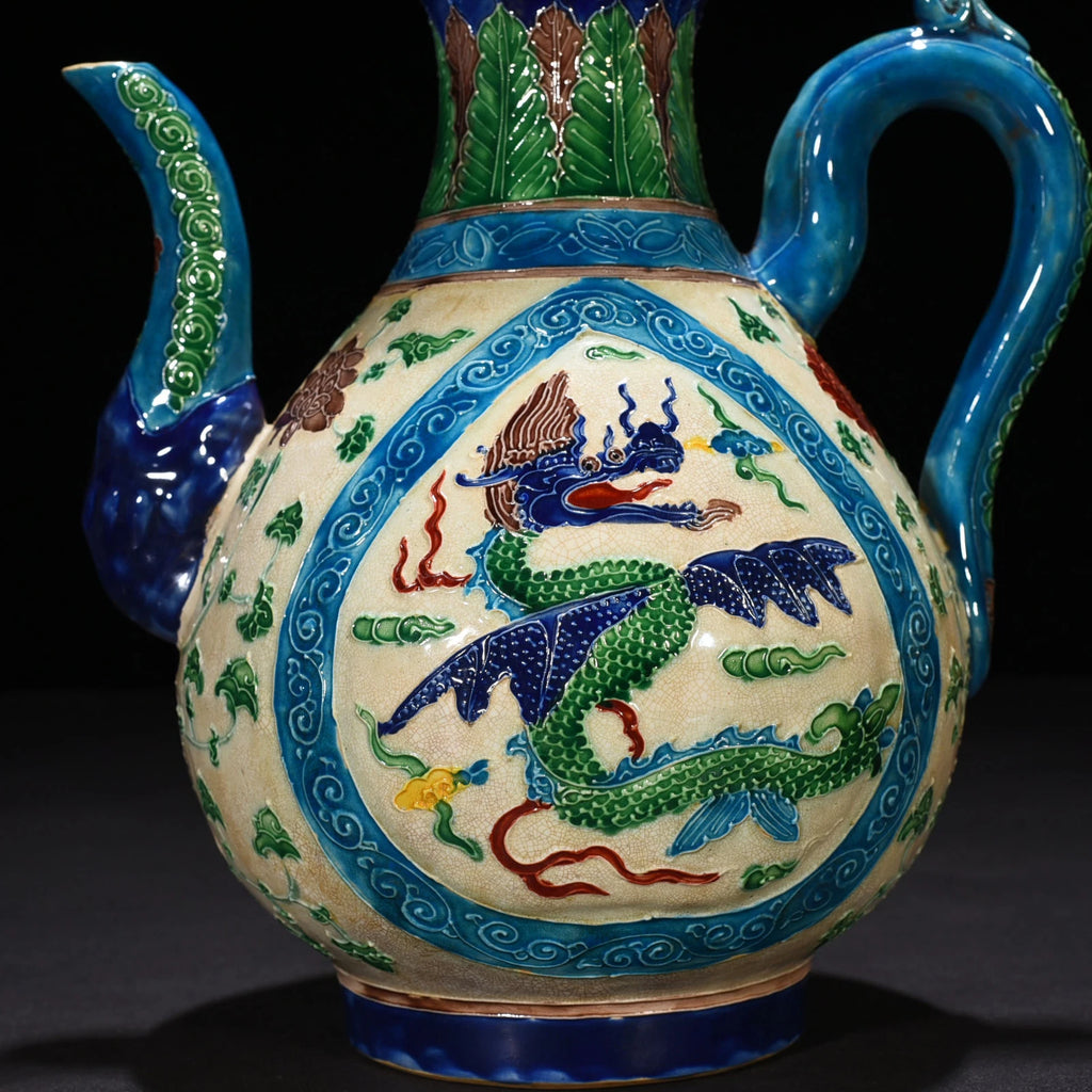 10.2" Old Porcelain Ming dynasty yongle mark colour enamels dragon flower Teapot | eBay
