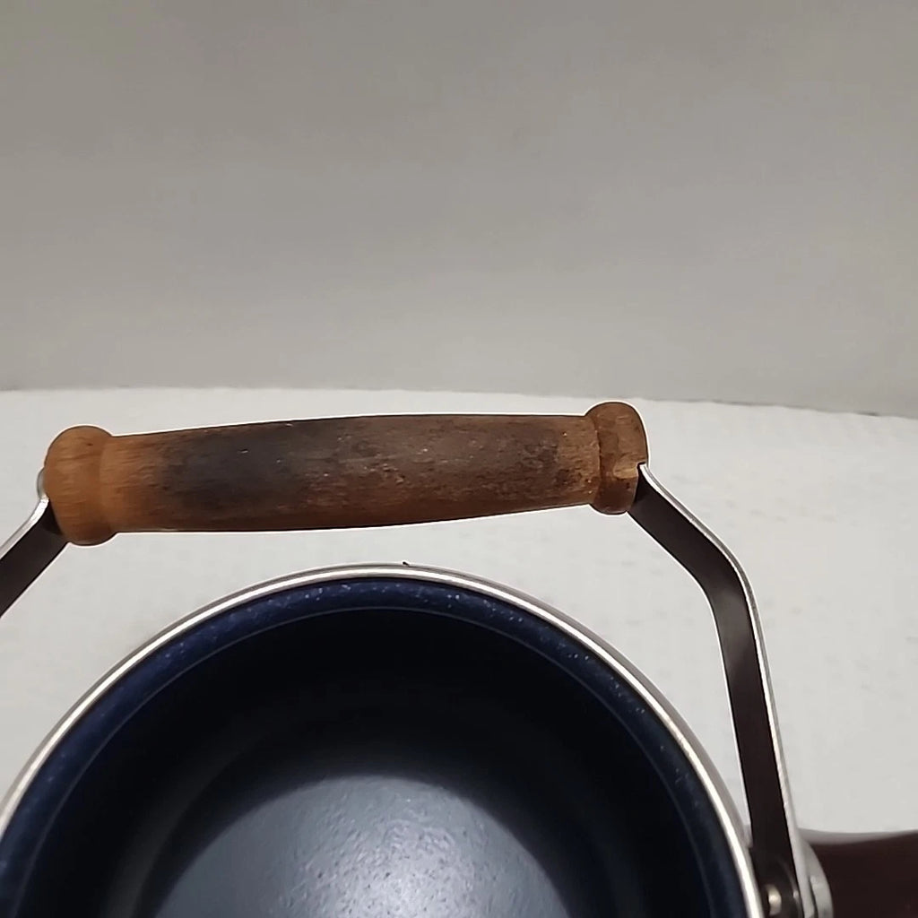 Vintage Small Brown Enamelware Tea Pot Kettle Wood Handle 6.5" x 4.75" | eBay