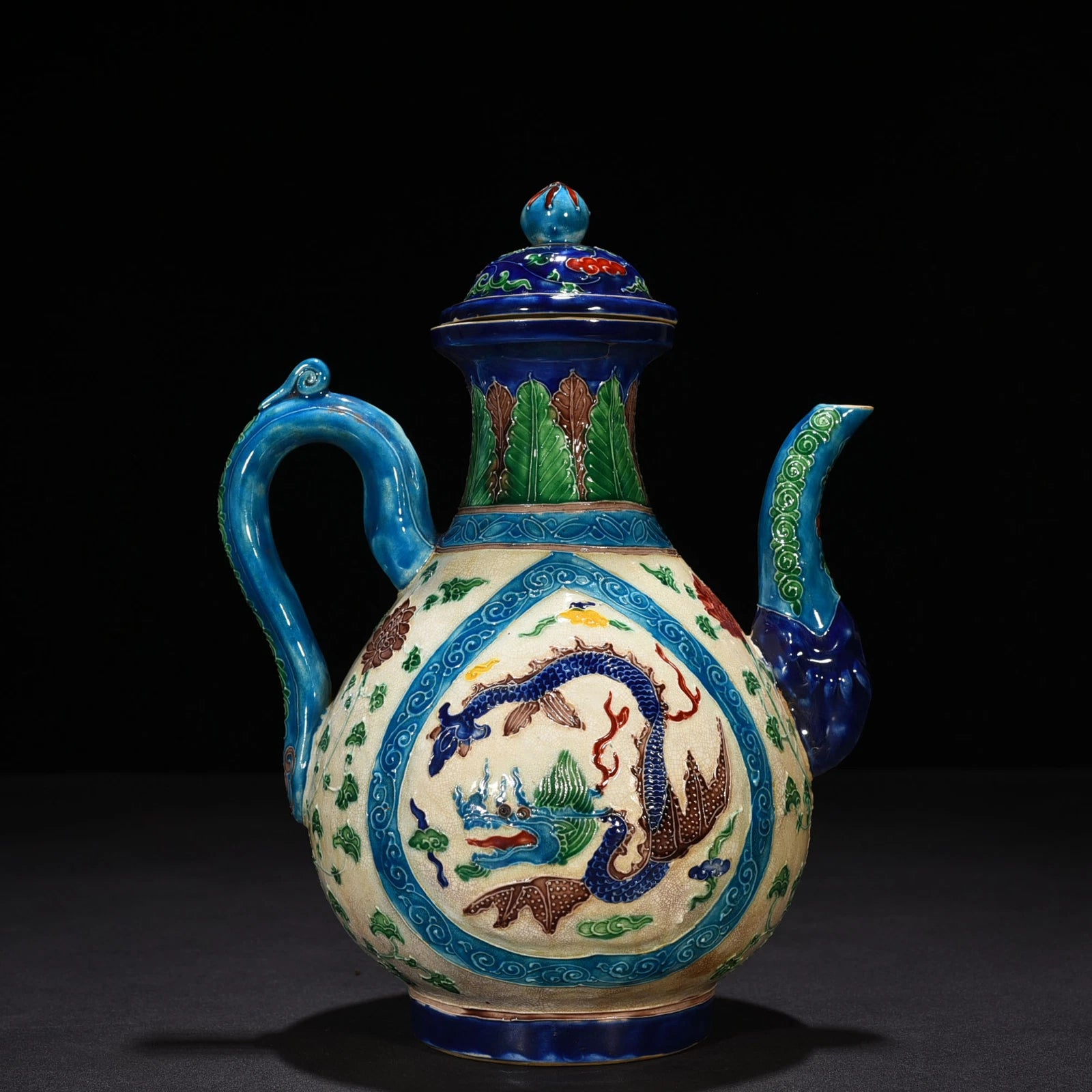 10.2" Old Porcelain Ming dynasty yongle mark colour enamels dragon flower Teapot | eBay