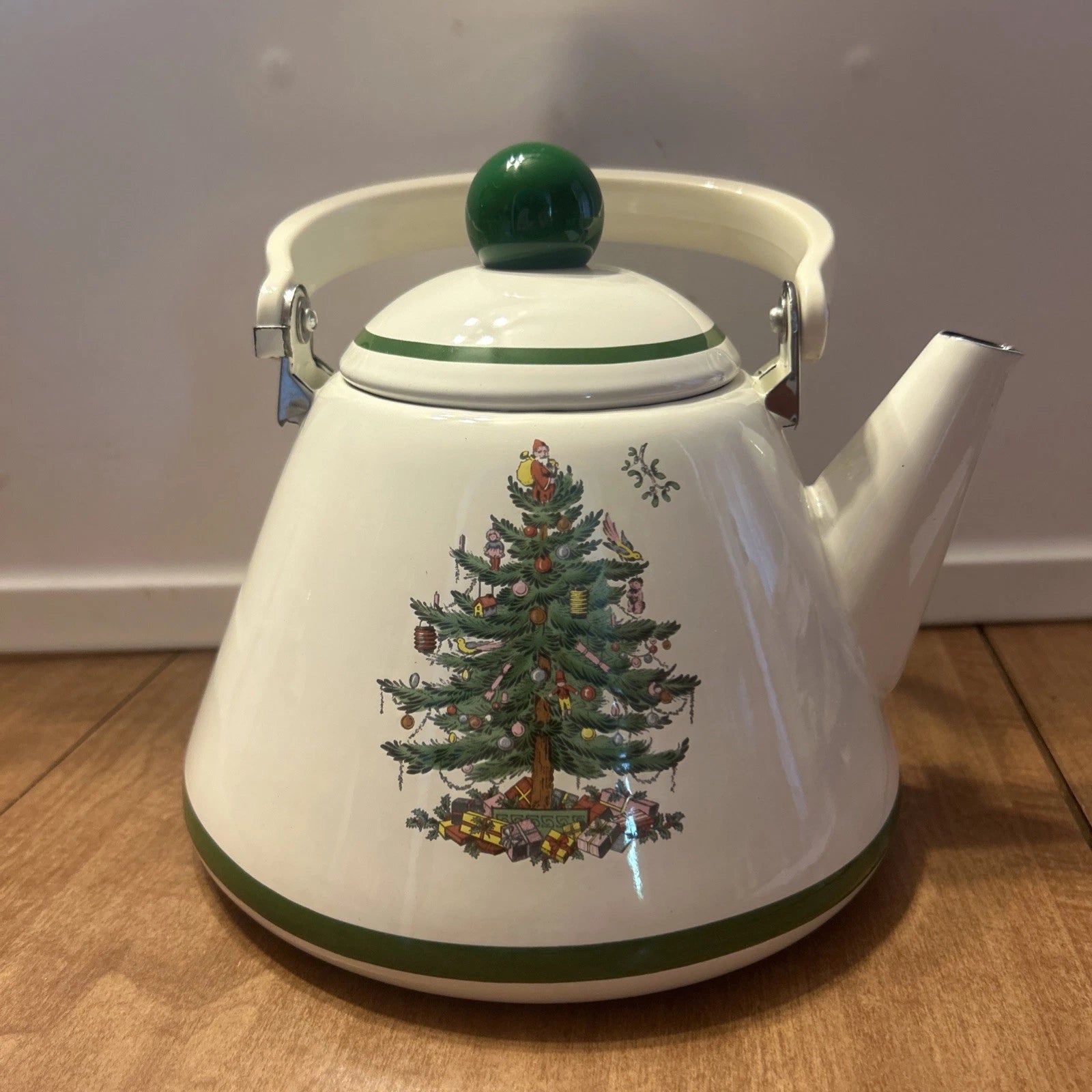 Spode Christmas Tree Tea Kettle Porcelain Enamel On Steel New Old Stock | eBay