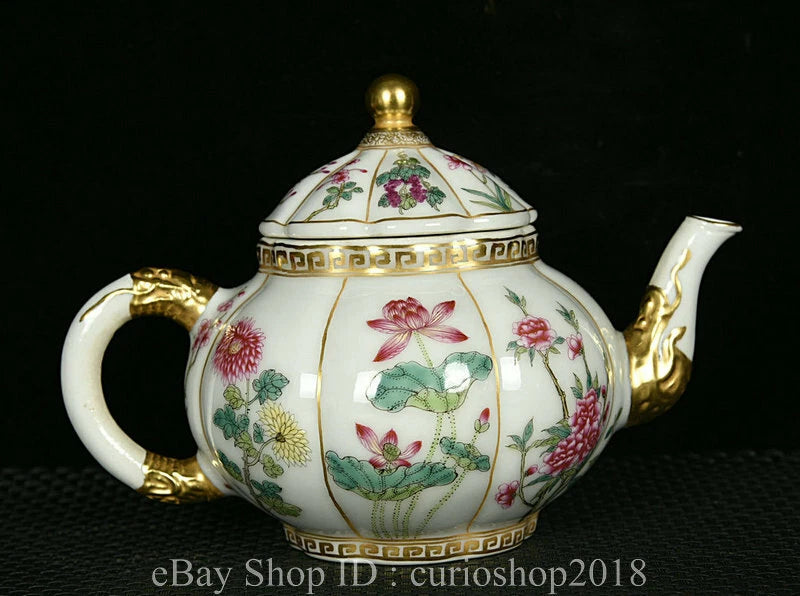 7.2 " YongzhengMarked China Colour Enamel porcelain Gilt Dynasty Flower Teapot | eBay