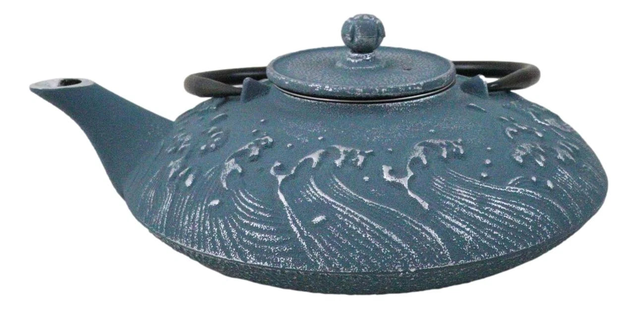 Royal Blue Ocean Sea Waves Cast Iron Tetsubin Teapot With Enamel Liner | eBay