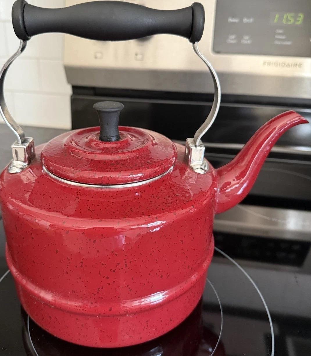 Paula Deen Signature Speckled Dark Burgundy Enamel Tea Kettle Pot Stove Top | eBay