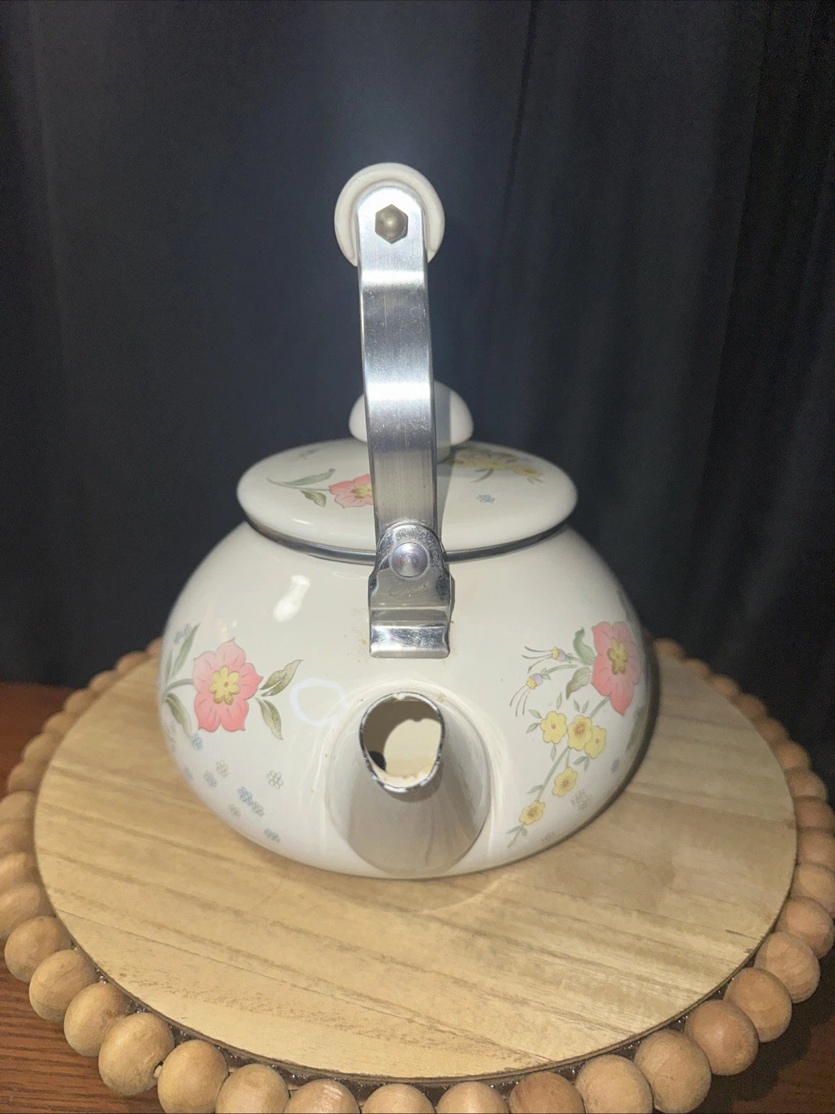 Vintage "Temptation" Gailstyn-Sutton White Enamel Floral Patern Tea Pot Kettle | eBay