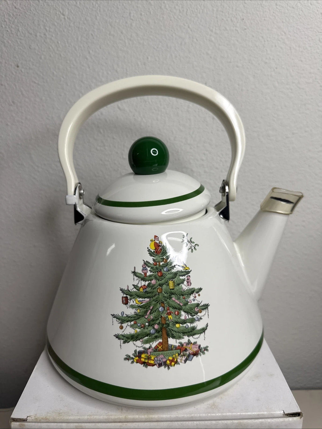 Spode Vintage Christmas Tree Metal Enamel Tea Pot | eBay
