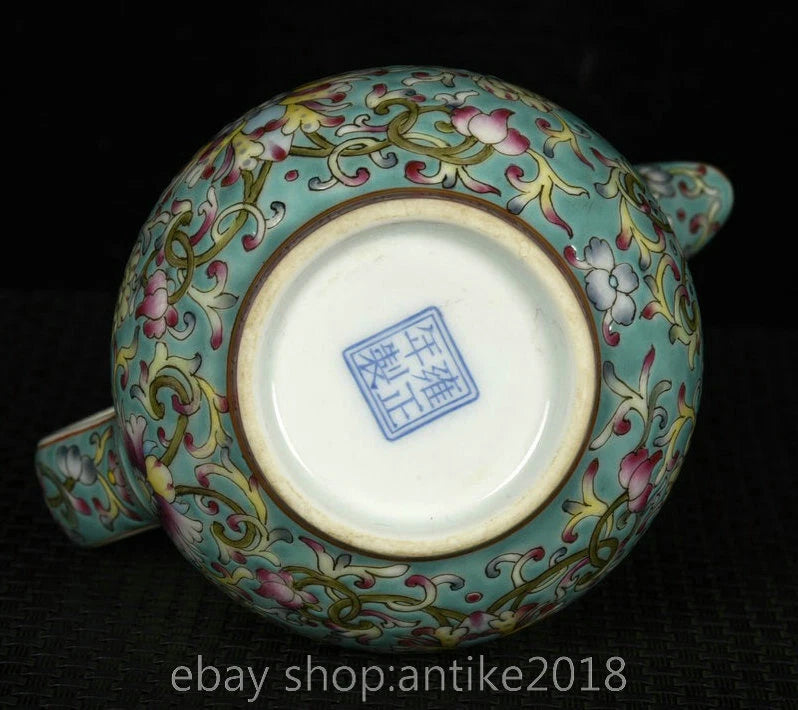 4.8" Old Chinese Yongzheng Marked Colour Enamel Porcelain Flower Mock Teapot Pot | eBay