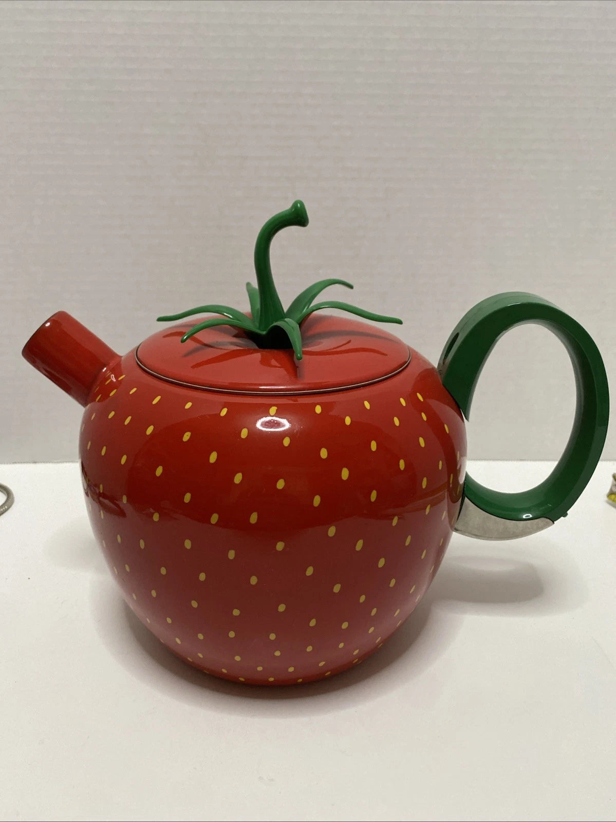 Vintage Copco Strawberry Shaped Enamel Metal Teapot Kettle Red No Spout Cap | eBay